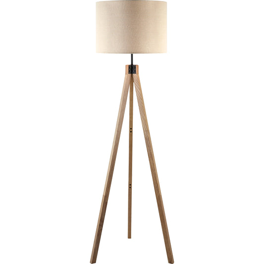 Verdantia Floor Lamp by Livabliss in body: wood, cord: translucent. Made from body: wood, shade (outside): linen in a modern style.