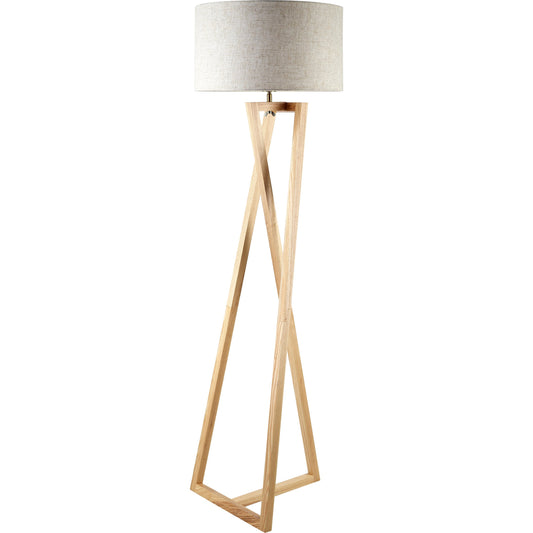 Verdantia Floor Lamp by Surya in body: wood, cord: black. Made from body: wood, shade (outside): linen in a modern style.