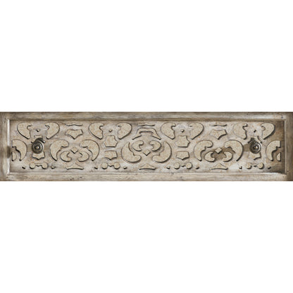 Chatelet Fretwork Nightstand by Hooker Furniture. Made from pecan veneer, resin, wallpaper, solid-wood edge top in a traditional style.