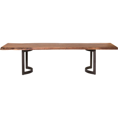 Bent Dining Table by Moe's Home Collection in brown. Made from solid acacia, iron base in a modern style.