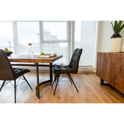 Bent Dining Table by Moe's Home Collection in brown. Made from solid acacia, iron base in a modern style.