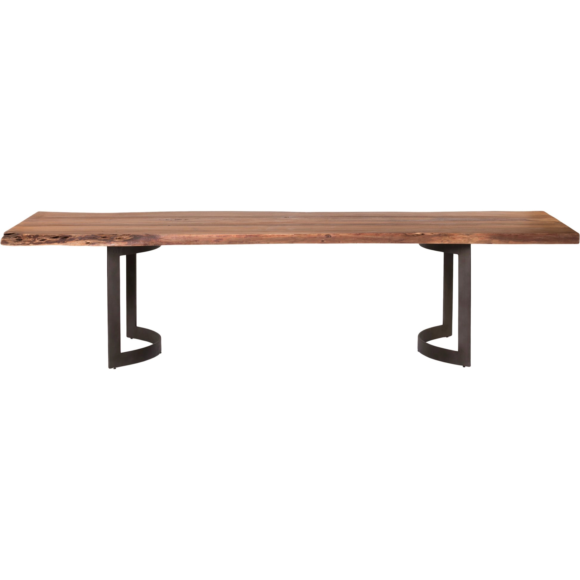 Bent Dining Table by Moe's Home Collection in brown. Made from solid acacia, iron base in a modern style.