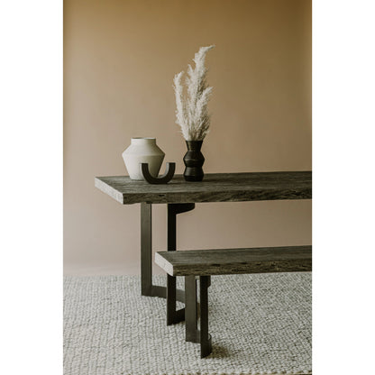 Bent Dining Table by Moe's Home Collection in brown. Made from solid acacia, iron base in a modern style.