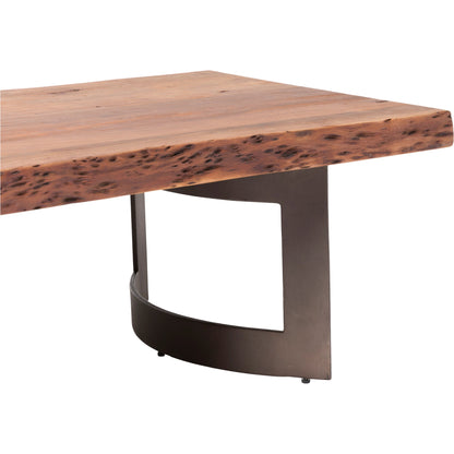 Bent Coffee Table by Moe's Home Collection in brown. Made from solid acacia, iron legs in a modern style.