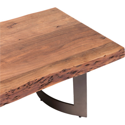 Bent Coffee Table by Moe's Home Collection in brown. Made from solid acacia, iron legs in a modern style.