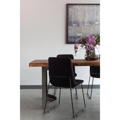 Bent Dining Table by Moe's Home Collection in brown. Made from solid acacia, iron base in a modern style.