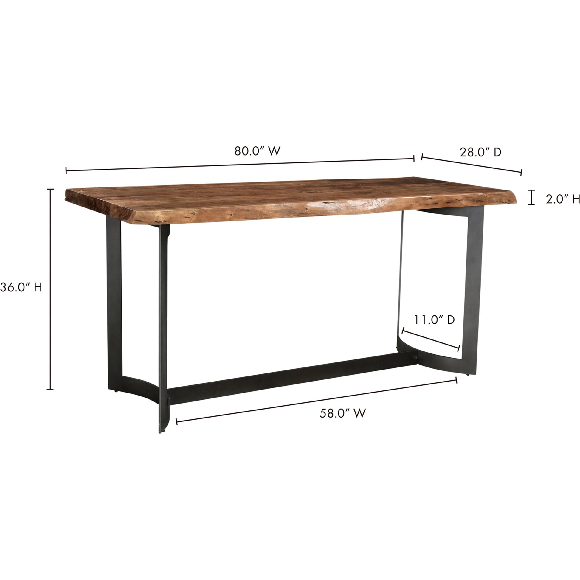 Bent Counter Table by Moe's Home Collection in brown. Made from solid acacia, iron base in a modern style.