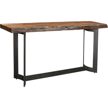 Bent Console Table by Moe's Home Collection in brown. Made from solid acacia, iron base in a modern style.