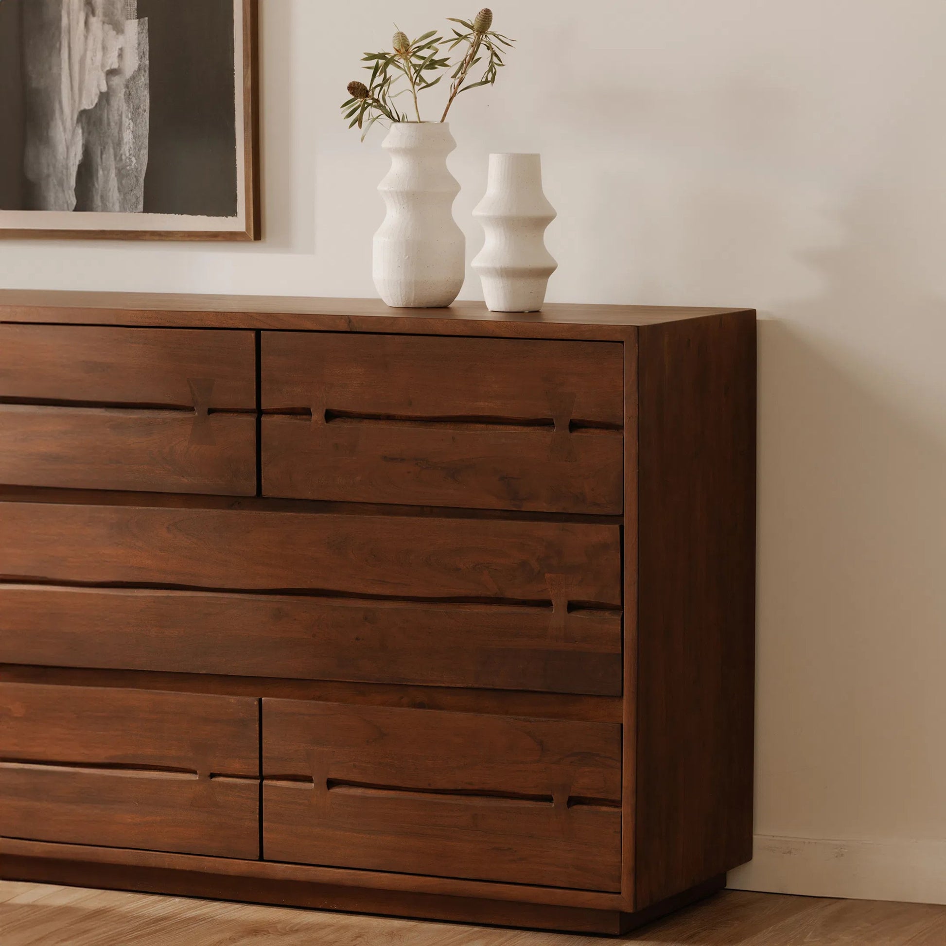 Madagascar Dresser by Moe's Home Collection in brown. Made from solid acacia wood in a eclectic & global style.