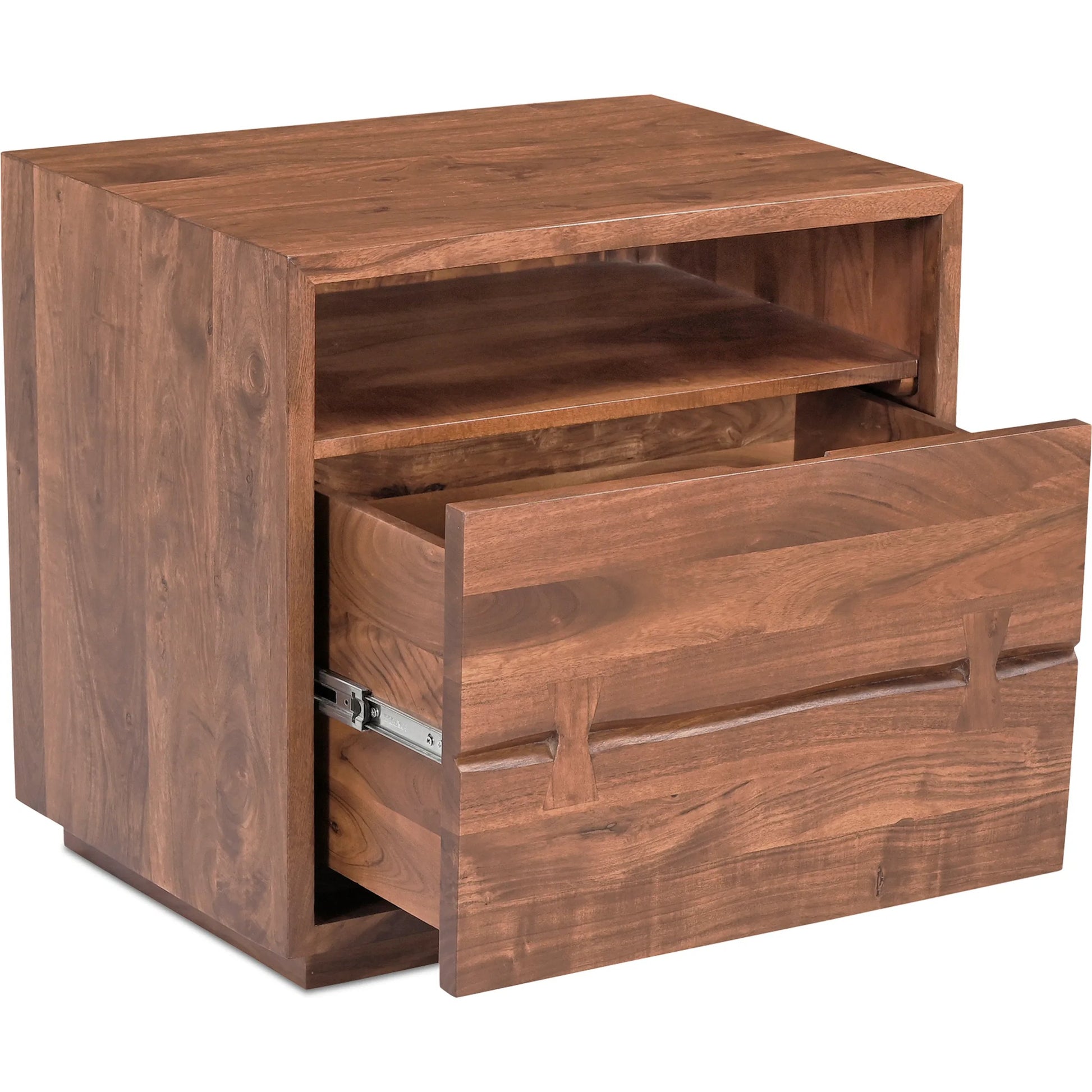 Madagascar Nightstand by Moe's Home Collection in brown. Made from solid acacia wood in a modern style.