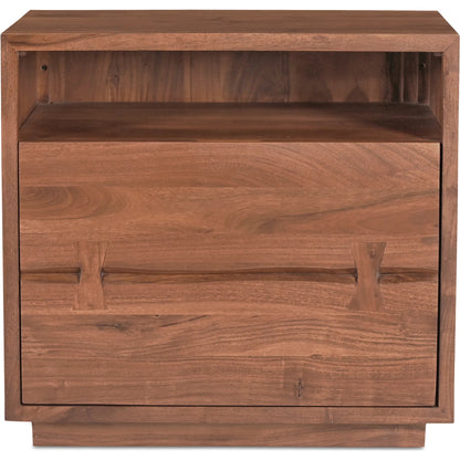 Madagascar Nightstand by Moe's Home Collection in brown. Made from solid acacia wood in a modern style.