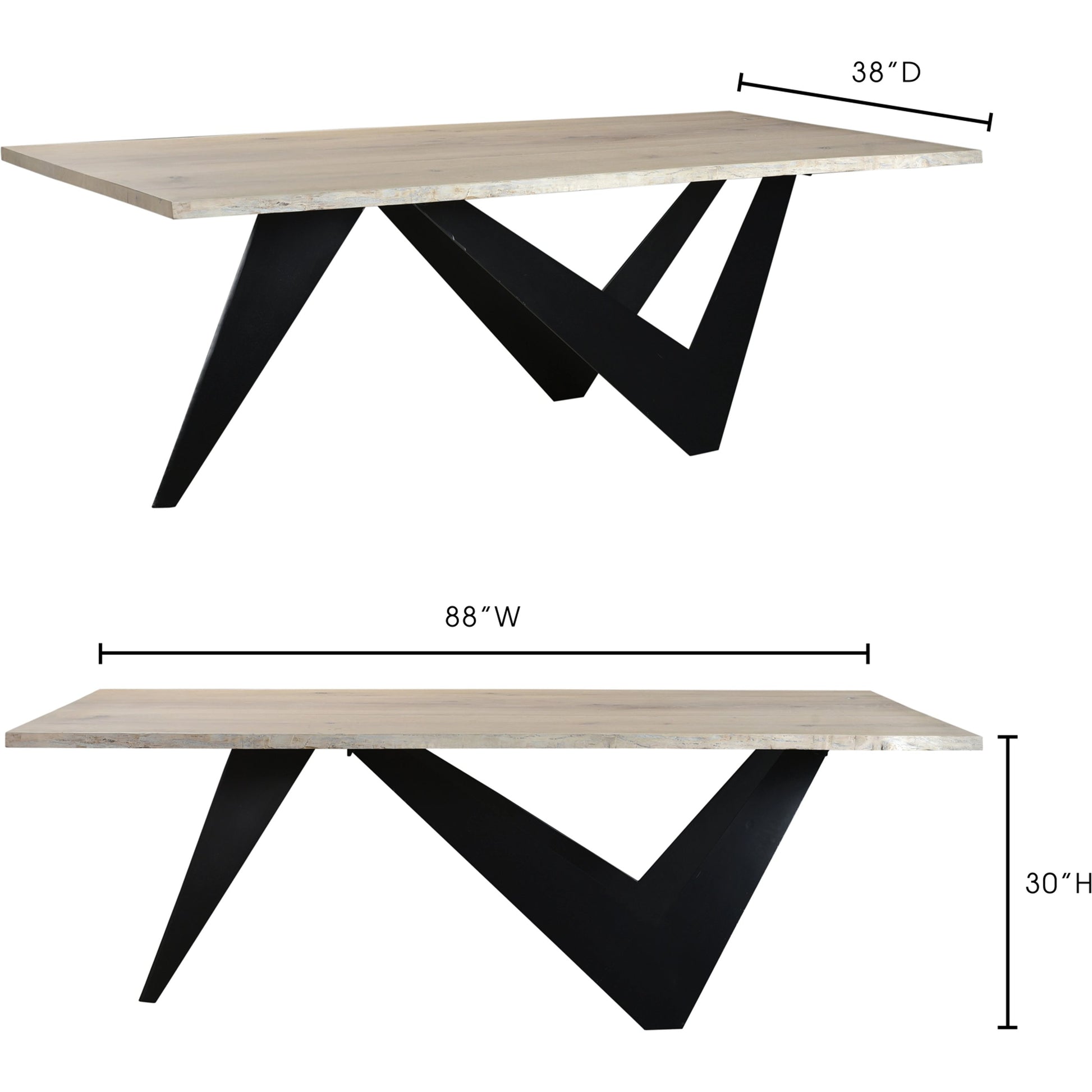 Bird Dining Table by Moe's Home Collection in natural. Made from solid oak, iron base in a modern style.