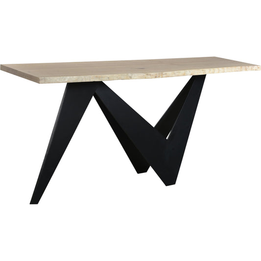 Bird Console Table by Moe's Home Collection in natural. Made from solid oak, iron base in a modern style.