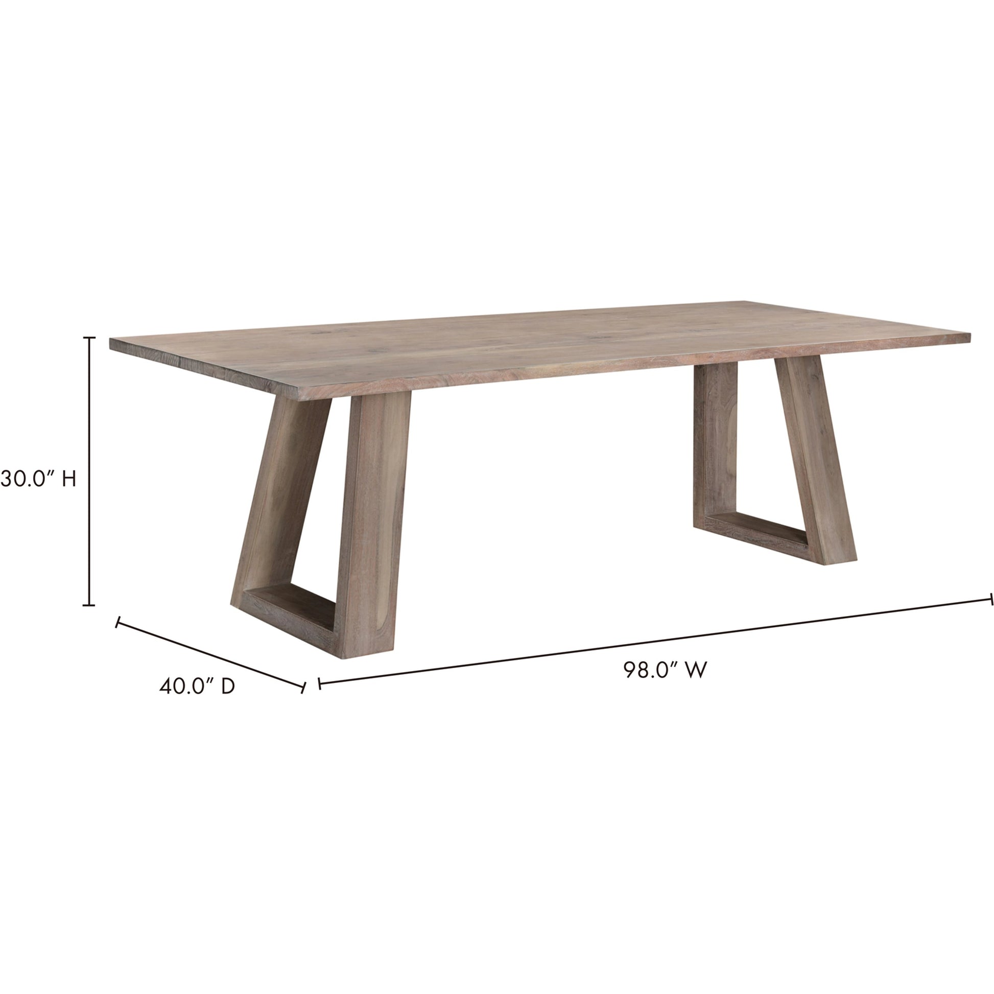 Tanya Dining Table by Moe's Home Collection in light grey. Made from solid acacia in a modern style.