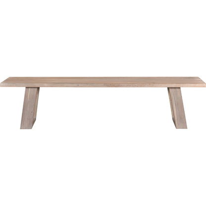 Tanya Bench by Moe's Home Collection in light grey. Made from solid acacia in a modern style.