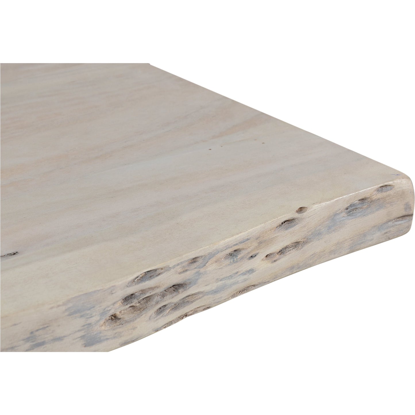 008 SI-2121914 | Closeup | Evans Dining Table by Moe's Home Collection in white. Made from solid acacia, iron legs in a modern style.