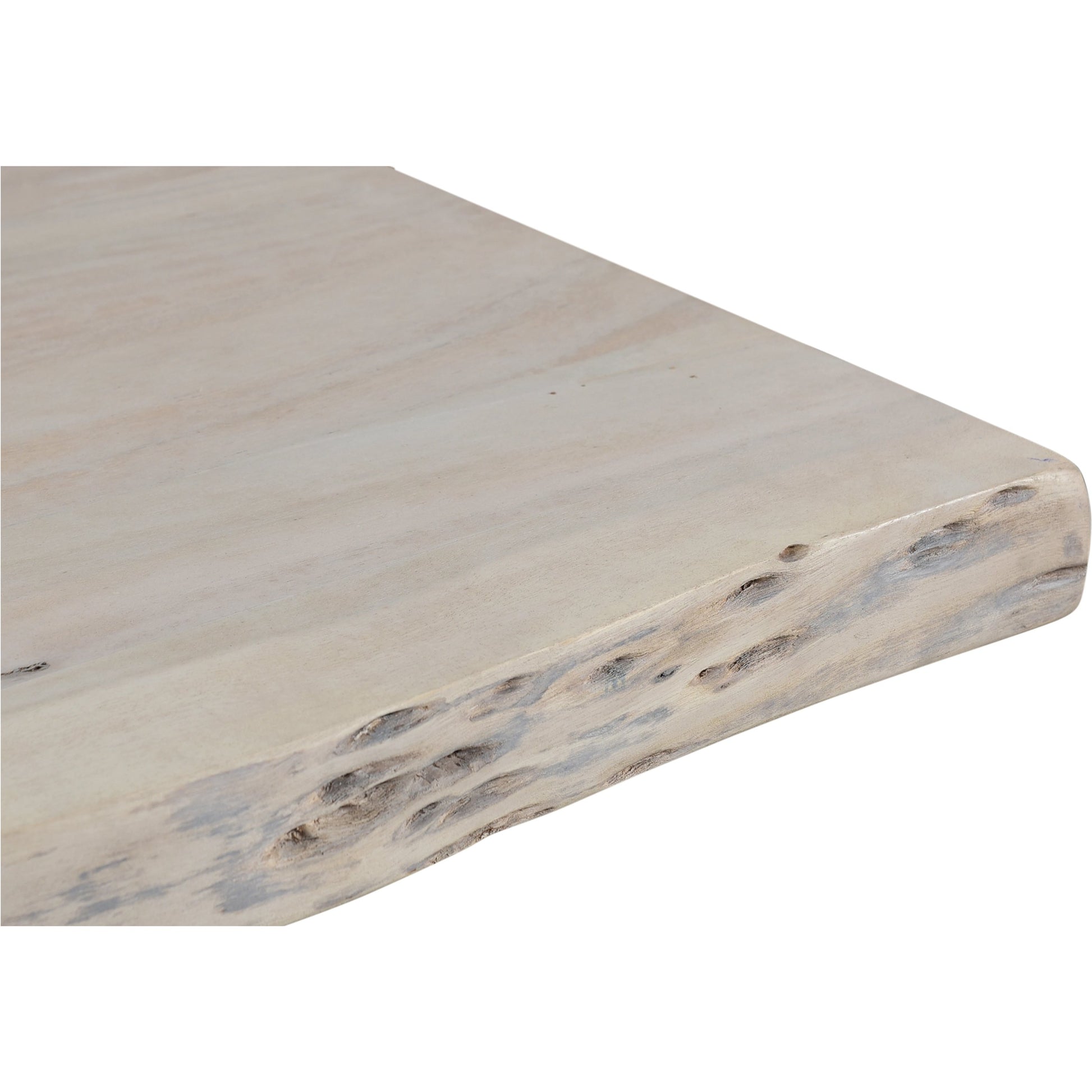 Evans Dining Table by Moe's Home Collection in white. Made from solid acacia, iron legs in a modern style.