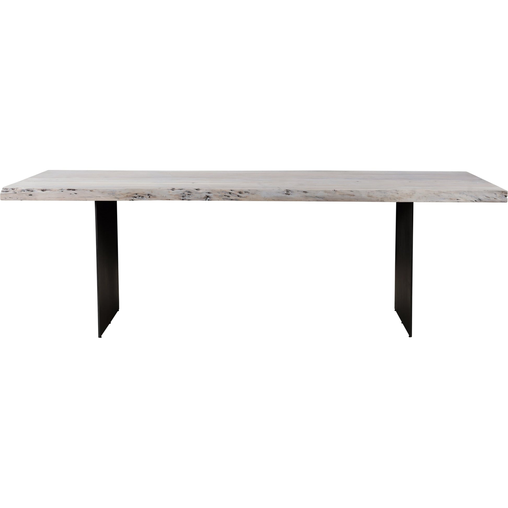 Evans Dining Table by Moe's Home Collection in white. Made from solid acacia, iron legs in a modern style.