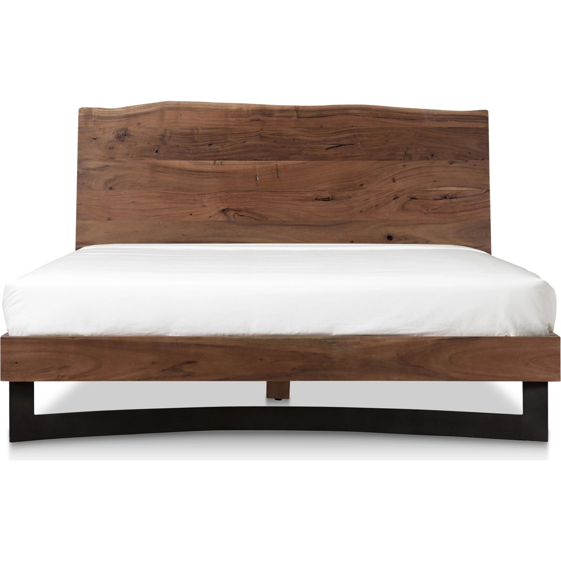 Bent Bed by Moe's Home Collection in brown. Made from solid acacia, iron leg, wood slats in a modern style.