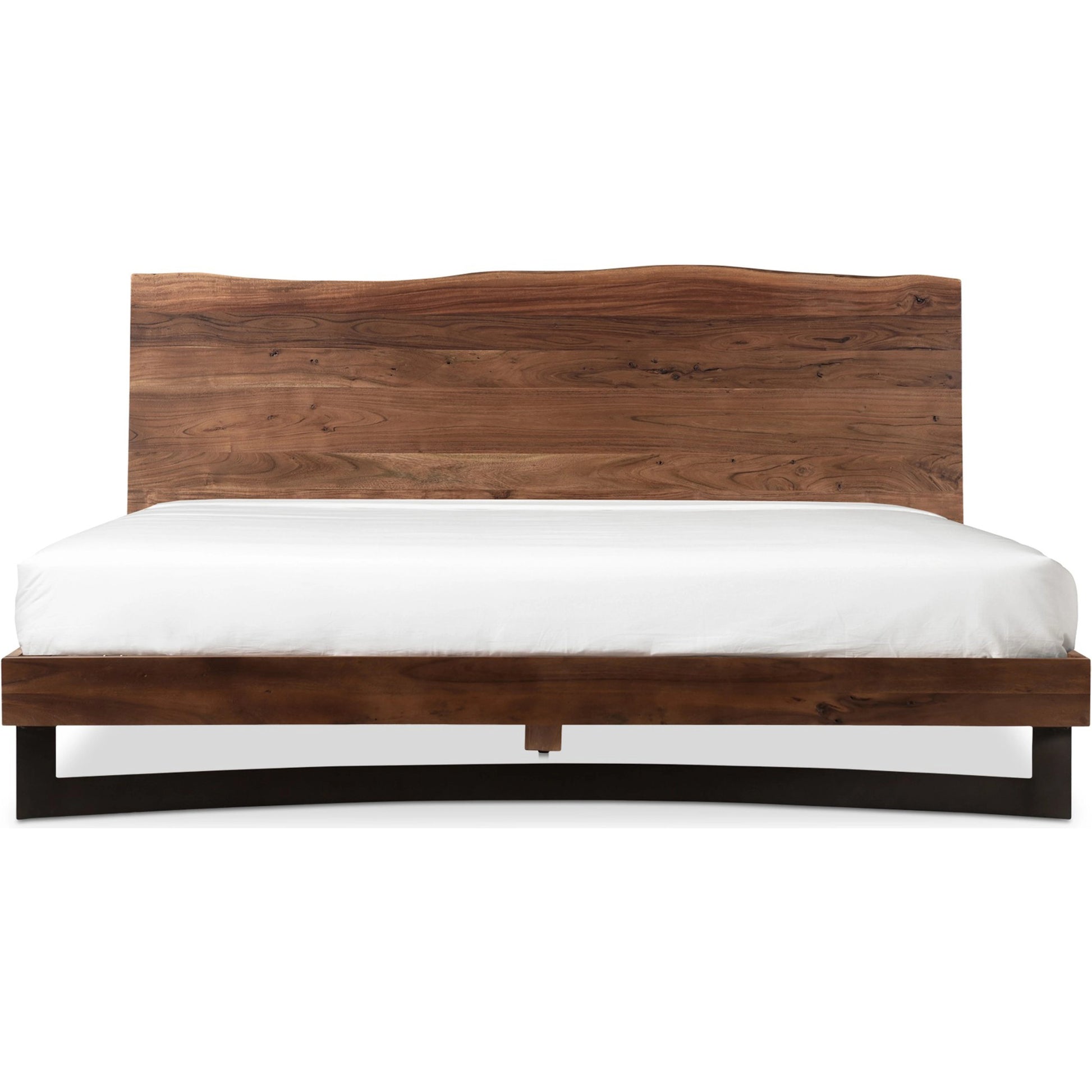 Bent Bed by Moe's Home Collection in brown. Made from solid acacia, iron leg, wood slats in a modern style.