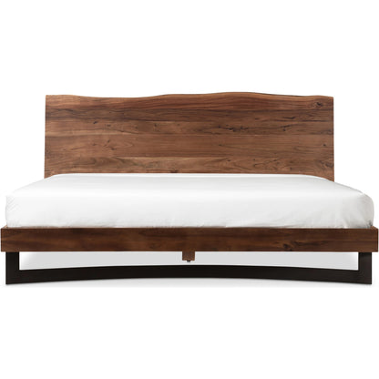 Bent Bed by Moe's Home Collection in brown. Made from solid acacia, iron leg, wood slats in a modern style.