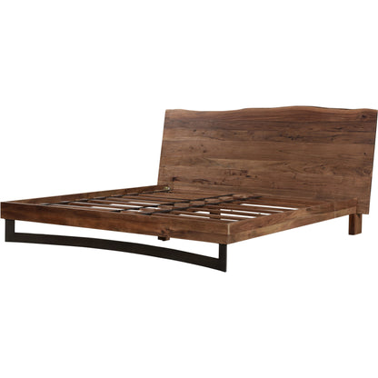 Bent Bed by Moe's Home Collection in brown. Made from solid acacia, iron leg, wood slats in a modern style.