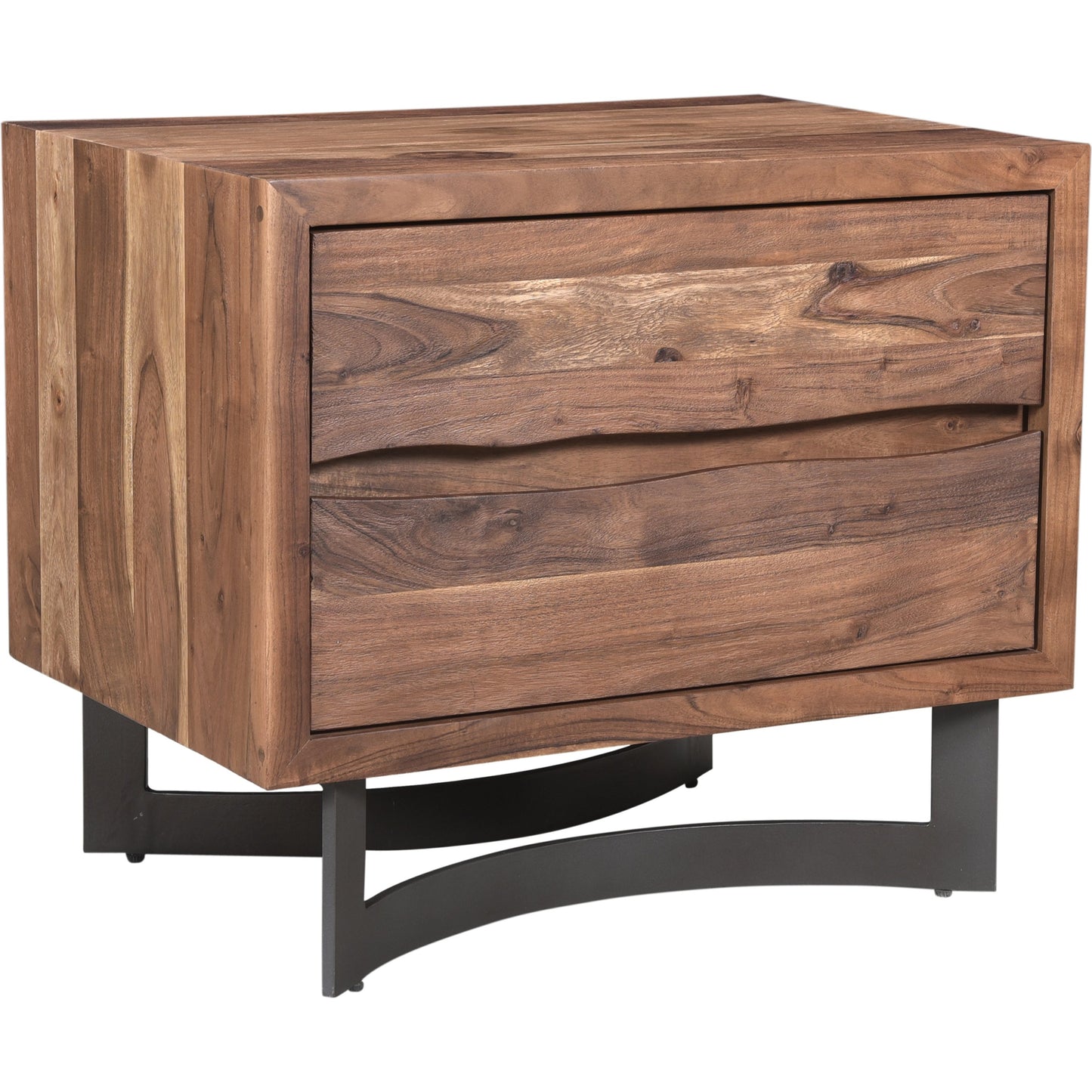 001 SI-2121876 | Primary Silo | Bent Nightstand by Moe's Home Collection in brown. Made from solid acacia, iron legs, mdf back in a modern style.