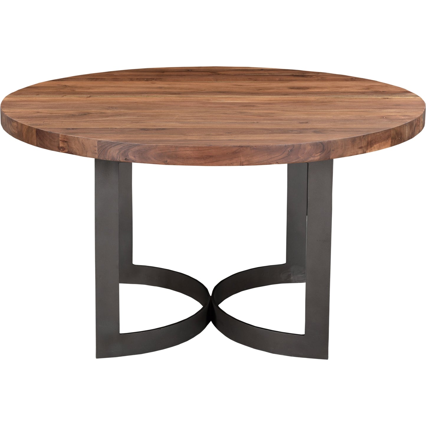 004 SI-2121877 | Additional Silo | Bent Round Dining Table by Moe's Home Collection in brown. Made from solid acacia top, solid iron legs in a modern style.