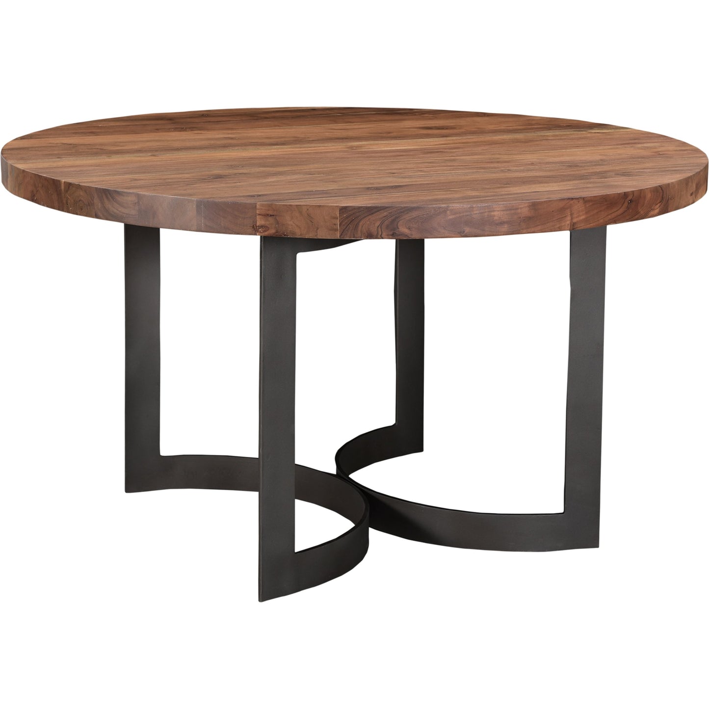 001 SI-2121877 | Primary Silo | Bent Round Dining Table by Moe's Home Collection in brown. Made from solid acacia top, solid iron legs in a modern style.