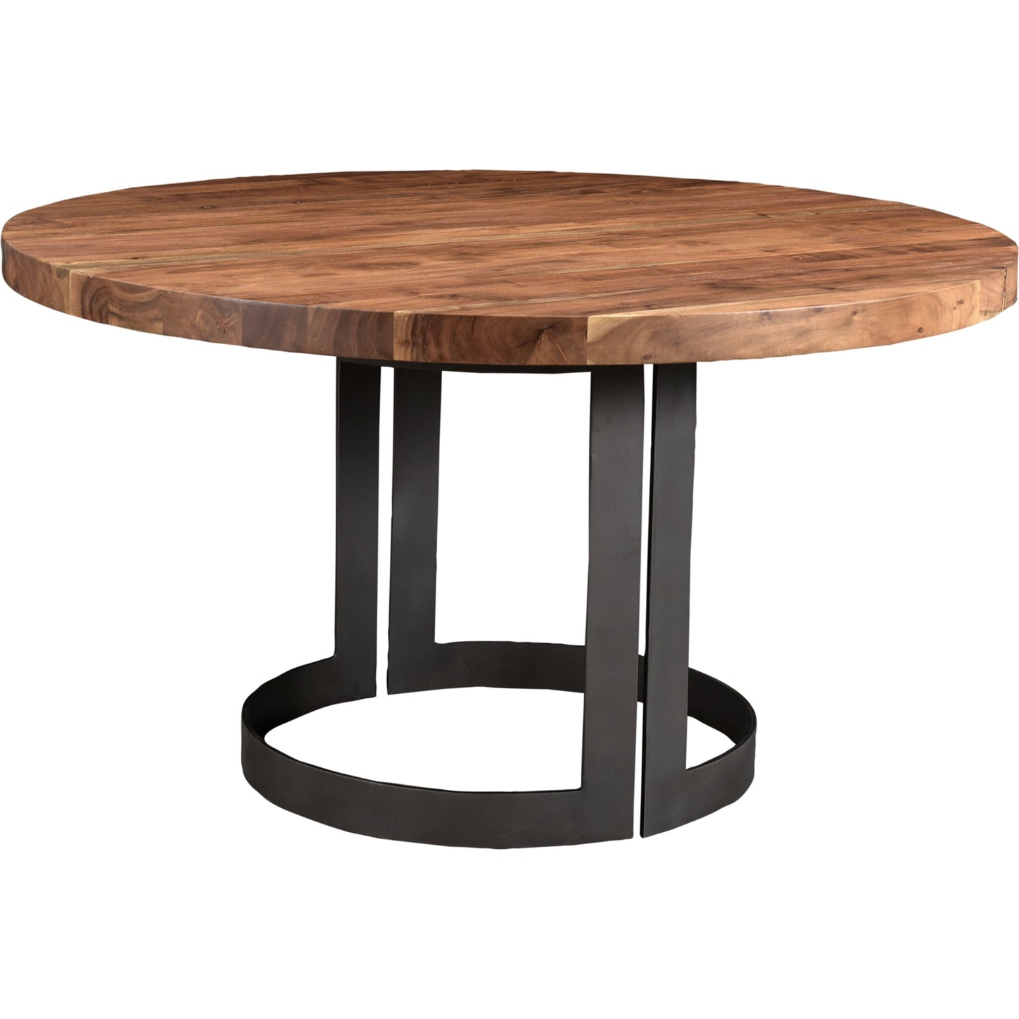008 SI-2121877 | Additional Silo | Bent Round Dining Table by Moe's Home Collection in brown. Made from solid acacia top, solid iron legs in a modern style.