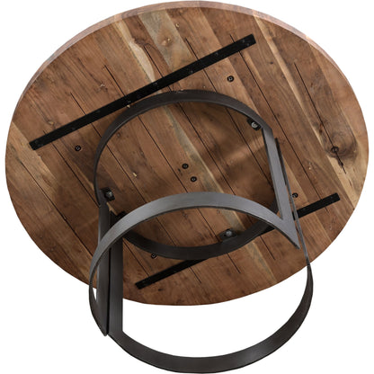 Bent Round Dining Table by Moe's Home Collection in brown. Made from solid acacia top, solid iron legs in a modern style.