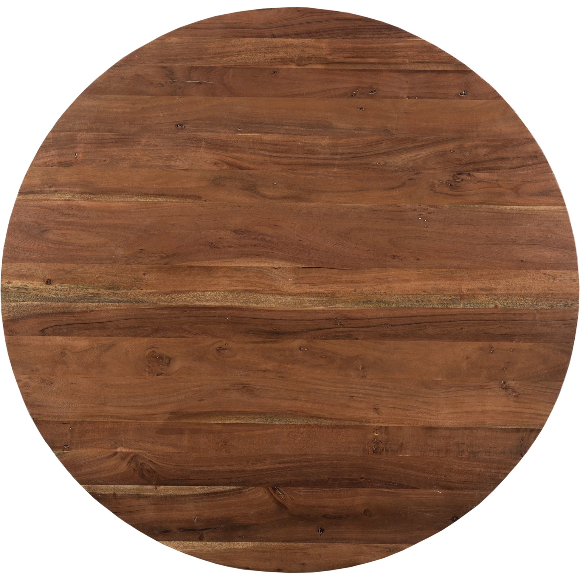 Bent Round Dining Table by Moe's Home Collection in brown. Made from solid acacia top, solid iron legs in a modern style.