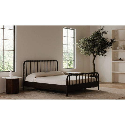 Vivian Bed by Moe's Home Collection in brown and dark brown. Made from acacia wood in a traditional style.