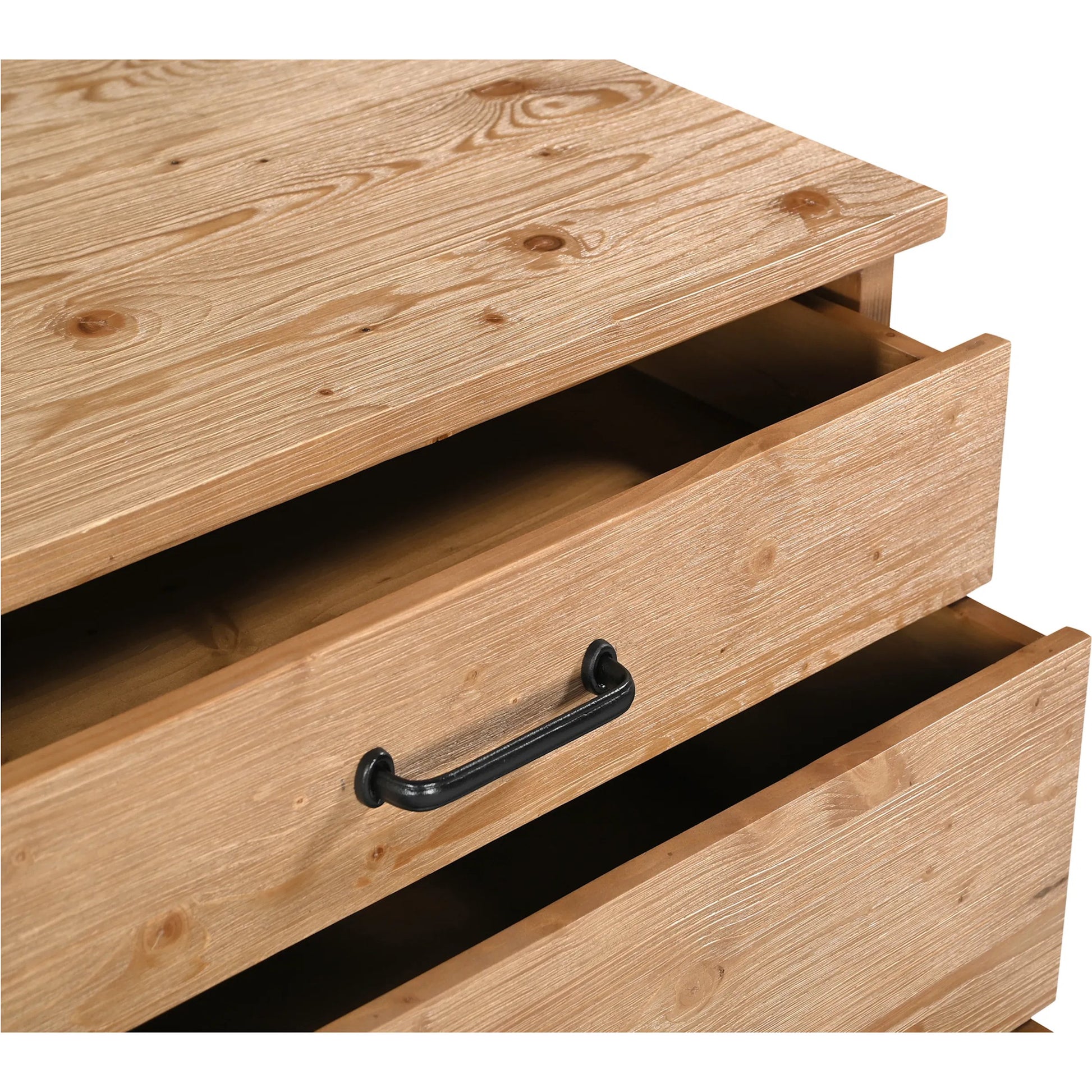 Tade 3 Drawer Nightstand by Moe's Home Collection in honey pine. Made from solid pine wood, mdf back in a unique style.