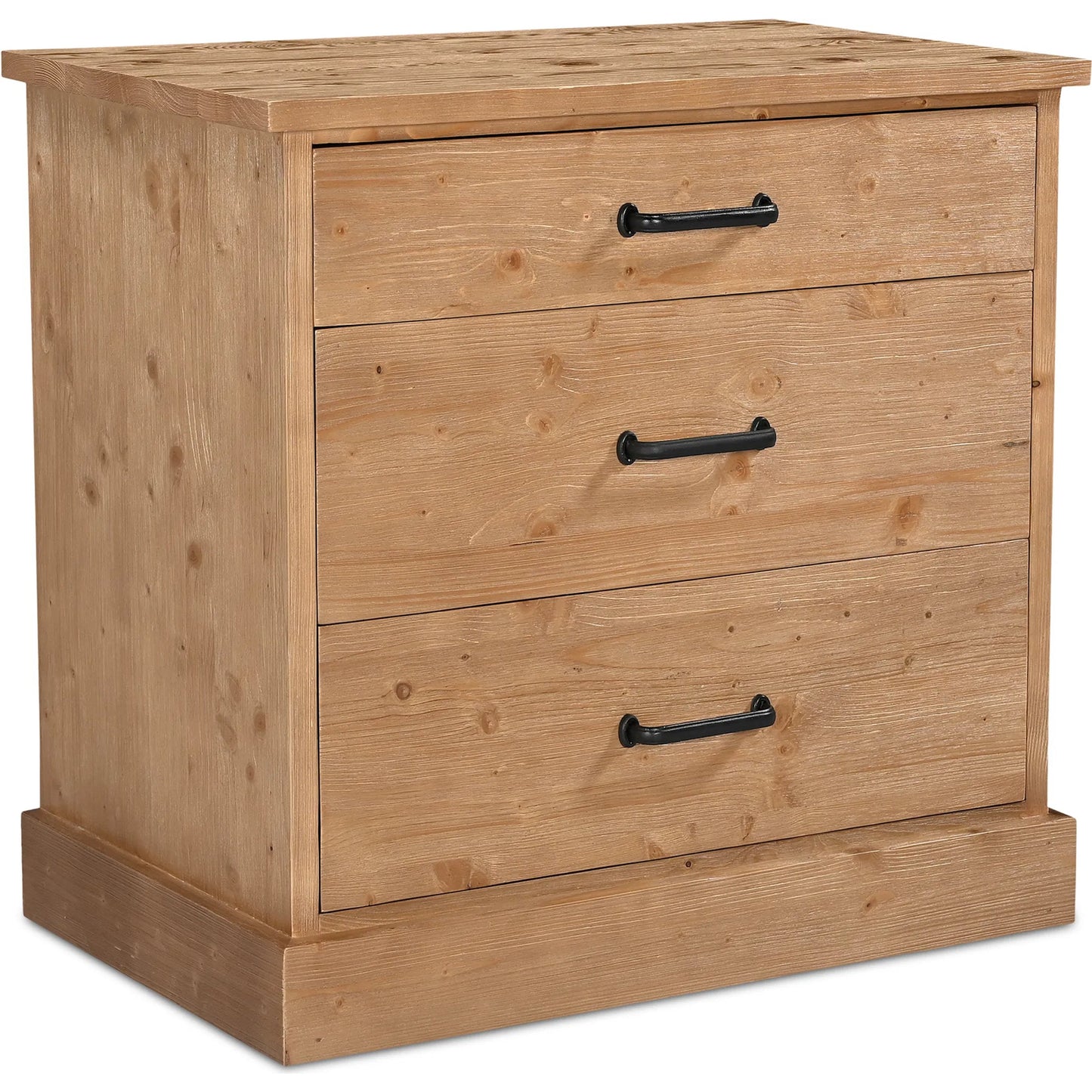 001 SI-2368366 | Primary Silo | Tade 3 Drawer Nightstand by Moe's Home Collection in honey pine. Made from solid pine wood, mdf back in a unique style.
