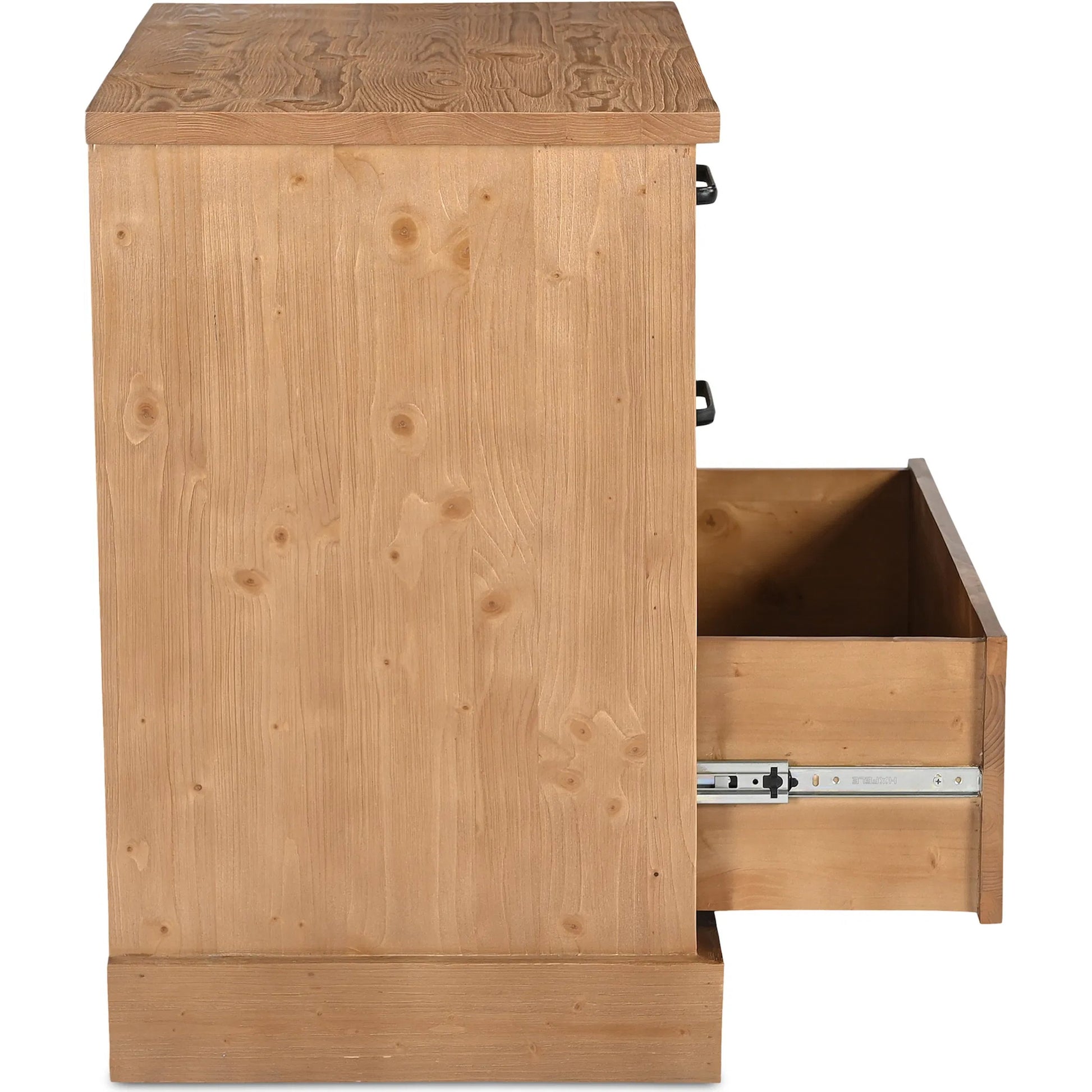 Tade 3 Drawer Nightstand by Moe's Home Collection in honey pine. Made from solid pine wood, mdf back in a unique style.