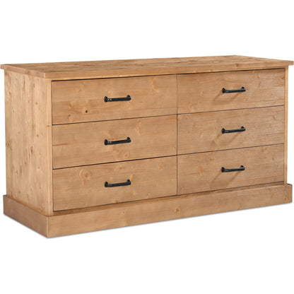 Tade 6 Drawer Dresser Honey Pine by Moe's Home Collection in honey pine. Made from solid pine wood, mdf back in a unique style.