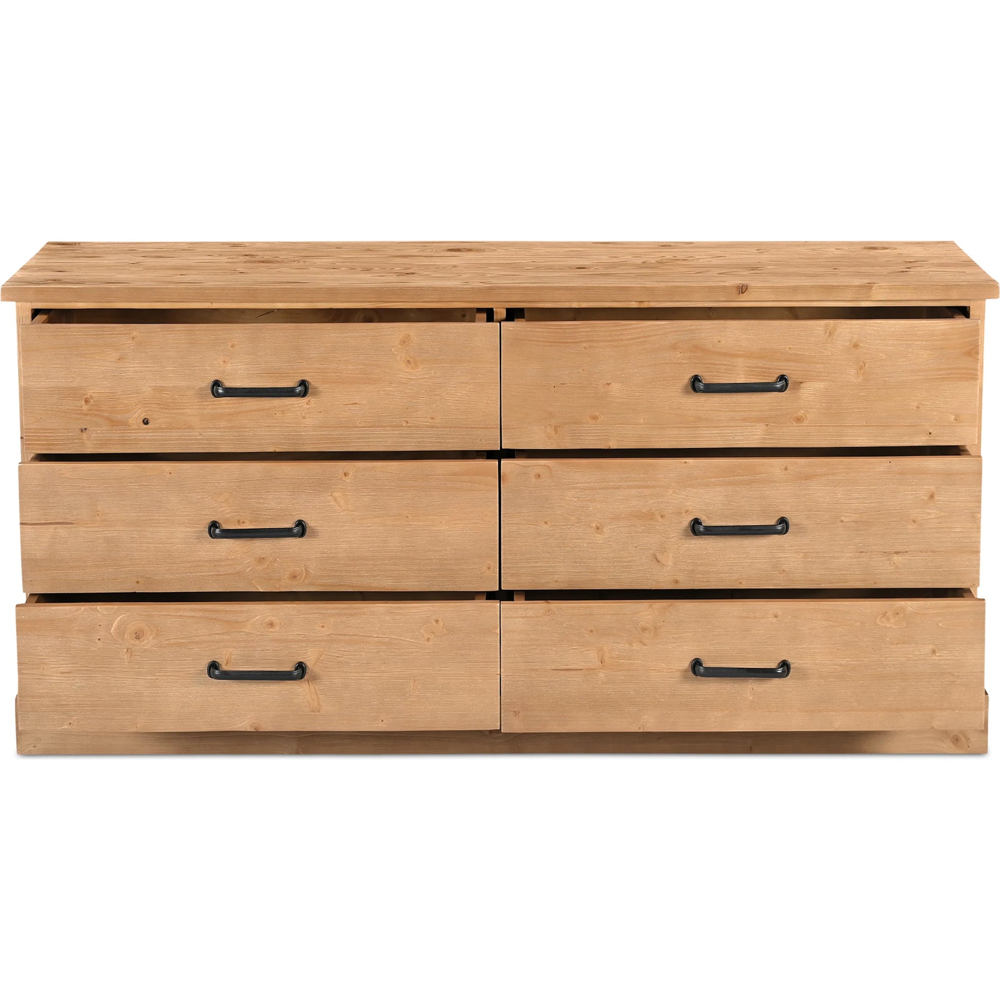 Tade 6 Drawer Dresser Honey Pine by Moe's Home Collection in honey pine. Made from solid pine wood, mdf back in a unique style.