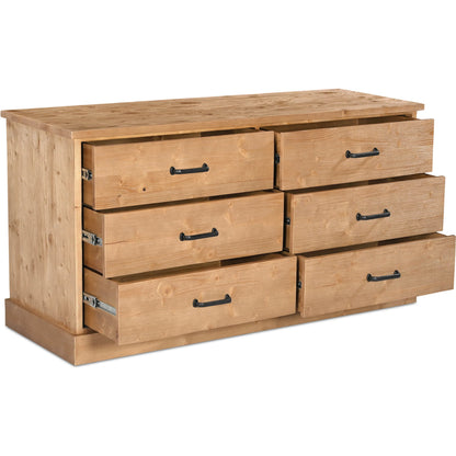 Tade 6 Drawer Dresser Honey Pine by Moe's Home Collection in honey pine. Made from solid pine wood, mdf back in a unique style.