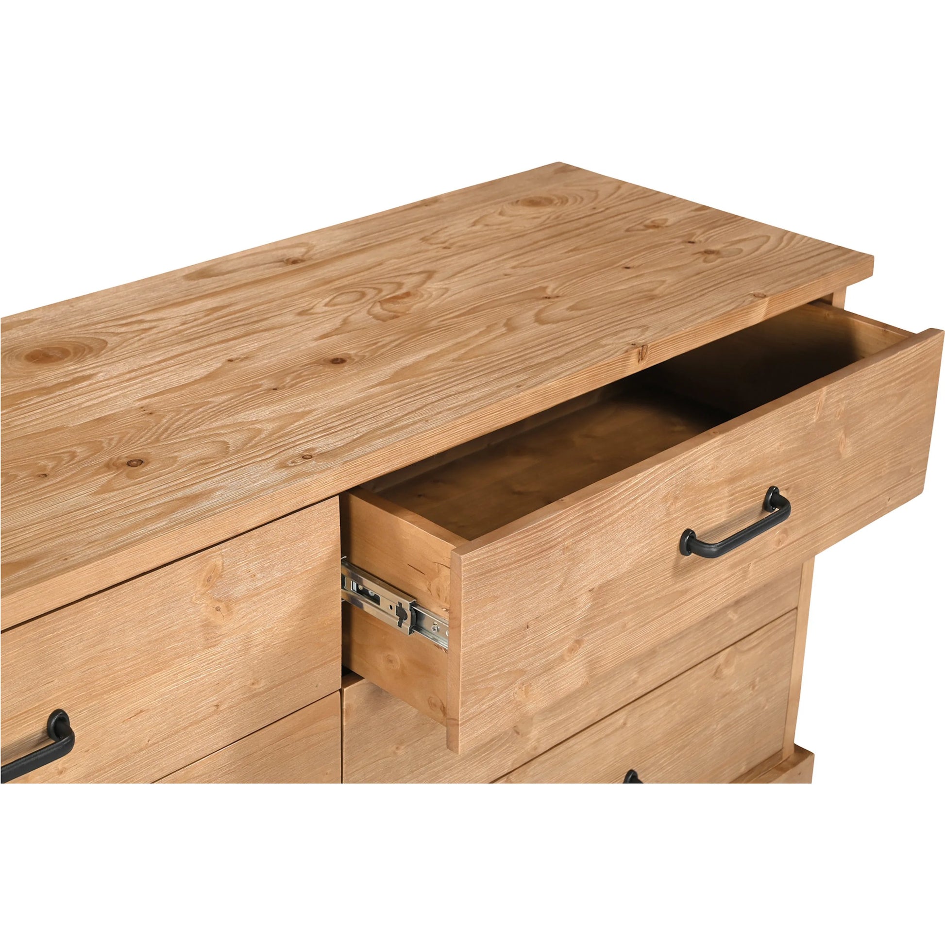 Tade 6 Drawer Dresser Honey Pine by Moe's Home Collection in honey pine. Made from solid pine wood, mdf back in a unique style.
