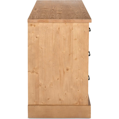 Tade 6 Drawer Dresser Honey Pine by Moe's Home Collection in honey pine. Made from solid pine wood, mdf back in a unique style.