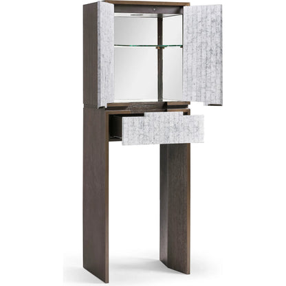 Gaia Drink Cabinet by Jonathan Charles in white smoke eggshell. Made from main egg shell in a unique style.