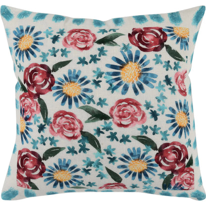 Verdant Cotton Fabric Floral Throw Pillow by Villa by Classic Home in multicolor. Made from 100% cotton in a unique style.