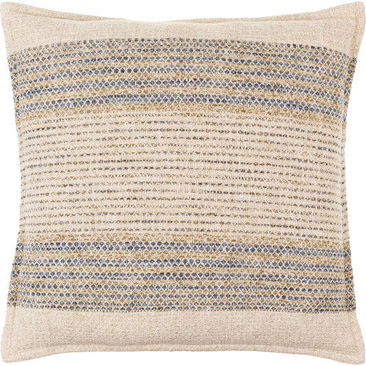Vendela Pillow - 481606 by Surya in beige, sand, slate blue, taupe. Made from front: 56% cotton, 40% linen, 4% polyester, back: 100% cotton in a modern style.