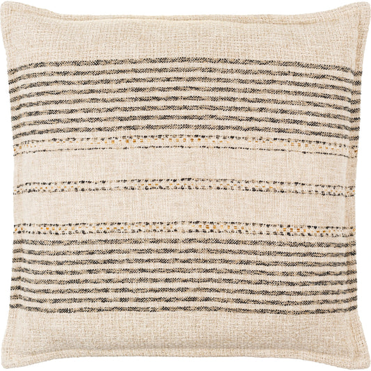 Vendela Pillow - 481611 by Surya in beige, charcoal, cream. Made from front: 56% cotton, 40% linen, 4% polyester, back: 100% cotton in a modern style.