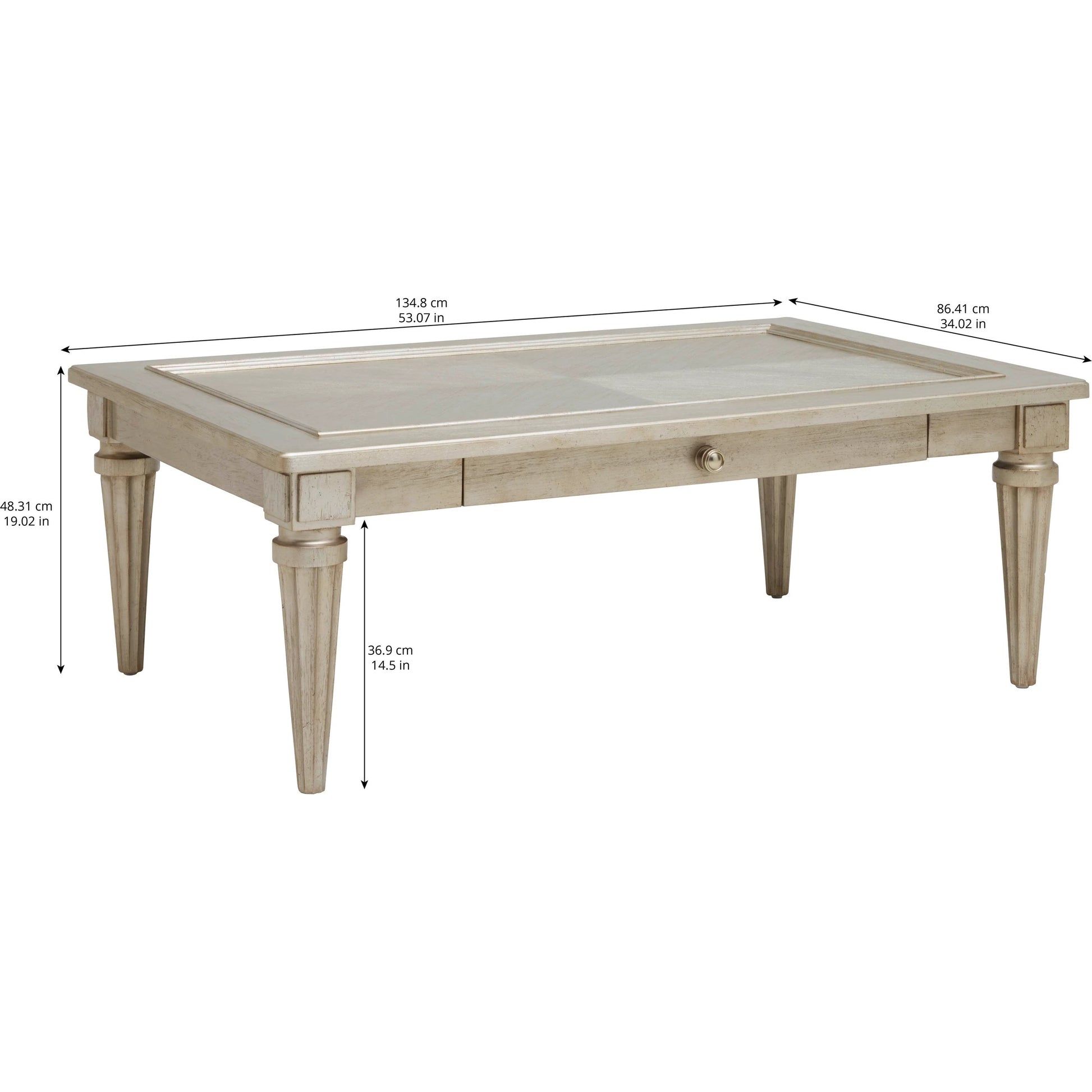Morrissey Kirke Cocktail Table by A.R.T. Furniture in silver and bezel. Made from parawood solids, primavera veneers in a transitional style.