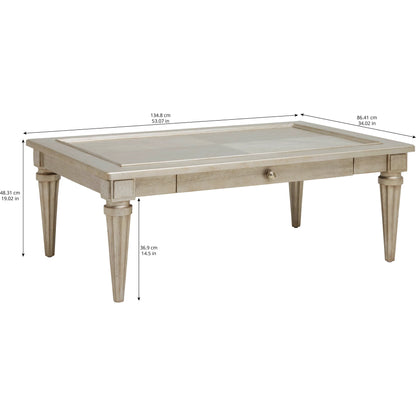Morrissey Kirke Cocktail Table by A.R.T. Furniture in silver and bezel. Made from parawood solids, primavera veneers in a transitional style.