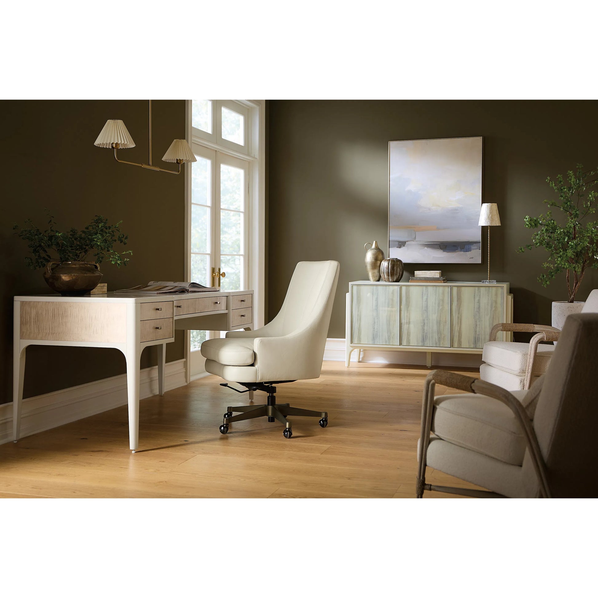 Paula Executive Swivel Tilt Chair by Hooker Furniture in beige and metal. Made from unique in a modern style.