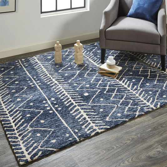 Colton Geometric Rug - 8318F by Feizy in blue, ivory. Made from polyester in a unique style.