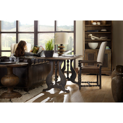 Mason End Table by Hooker Furniture in saddle brown. Made from white oak veneers, resin in a traditional style.